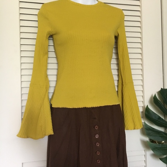 Chartreuse Bell Sleeve Top - Picture 2 of 5